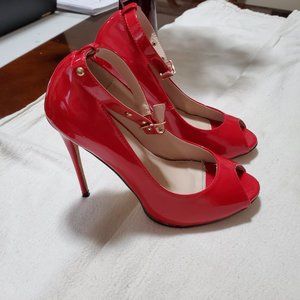 Liliana Red Peep Toe Stillettos